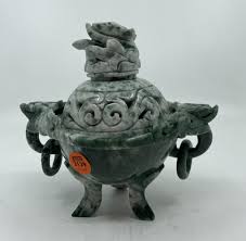Lot - Chinese Carved Hardstone Covered Censer- 6"