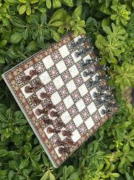 Handmade Mythological Metal Chess Set: Mother of Pearl Board ...
