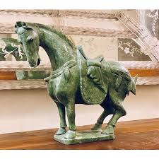 Vintage Hand Carved Jade Tang Dynasty Style Horse Sculpture, Late 20th Century | Chairish