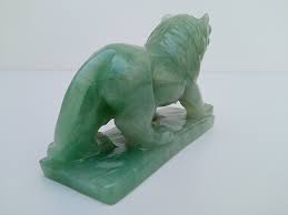 Handmade Light Green Aventurine Lion Statue, Carved Gemstone ...