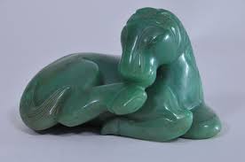 Lot - Hardstone carving. China. 20th C. Deep green colour ...