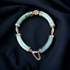 Vintage Chinese Jade Bracelet Gold Tone | eBay