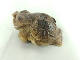 Hand Carved Chinese Brown Toad Frog Figurine 4" Long ...