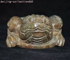 4.4"China ancient hetian jade Carved fengshui wealth Jin ...