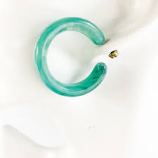 vintage translucent green acrylic hoop EARRINGS costume ...