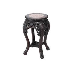 Antique Chinese Floral Carved Hardwood Stand With Rouge ...