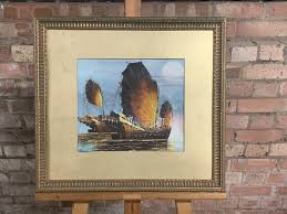 Vintage Original Oil Painting Of A Chinese Junk Boat Signed By Tillá | eBay