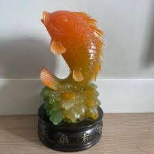 Other | Orange Green Natural Jade Fish Sculpture Asian Art Auctions Deals Sales Buys | Poshmark