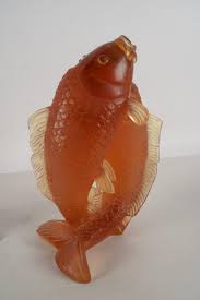 Lot - TWO AMBER PATE-DE-VERRE ANIMAL FIGURES