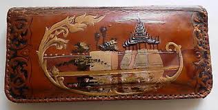 Vintage Tooled Leather Asian Themed Clutch Purse | eBay
