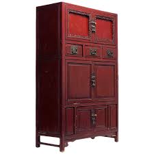 Red Lacquer Cabinet With Multiple Carved Doors From China, Mid-19th Century | Chairish