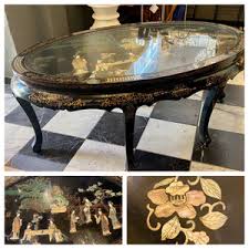 Japanese Hand Painted Coffee Table with Mother of Pearl ...