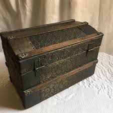Antique Salesmans Sample Mini Steamer Trunk, Domed Top ...