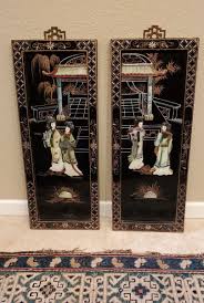 Antique Chinese Stone Black Lacquer 2 Panel Wall Art Decor | eBay