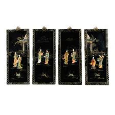 Set of Four Chinese Black Lacquer Mother of Pearl Wall Panels | Replacements, Ltd.