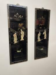 Pannelli in legno laccato, Cina, set di 2 in vendita su Pamono