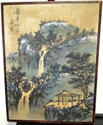 OLD REPUBLIC OF CHINA OIL ON BATIK MOUNTAIN LANDSCAPE PAINTING SIGNED FRAMED | eBay