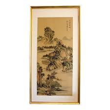 Chinese Landscape Painting on Silk | Chairish