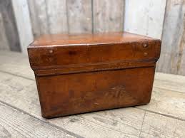 Antique Solid Leather Victorian Hatbox Trunk. Herbert ...