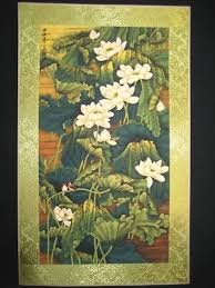 Old Antique Chinese painting scroll Lotus on Rice Paper by Zhang Daqian 张大千 | eBay