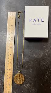 Kate Forty Eight Pendant Necklace Gold-Toned Chain Striped Round - New in Box | eBay