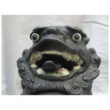 Large Vintage Buddhist Foo Dogs -A Pair of 2. For Sale at Ruby Lane