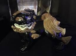 Antique Pair Foo Dog Chi-Lin Shishi Dragon Lions Open Mouth Sculptured Teeth | eBay