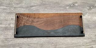 Black Walnut Wood Charcuterie Board or Serving Tray W/ Black ...