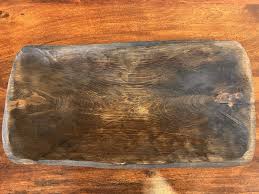 Carved Wooden Dough Bowl Primitive Wood Trencher Tray Rustic ...