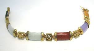 China - Gold Plate and Jade Link Bracelet 15.3 grams 7 3/8 ...