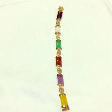 Jewelry | 18k Gold Plated Over Silver Rainbow Jade Bracelet ...