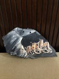 Vintage Art Painted on Slate Shannon Higgins Rare | eBay