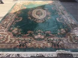 Lot - Sculptured Chinese Green Handmade Rug