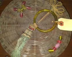 Vintage Wicker Chinese Sewing Basket With Beads, Coun, and ...