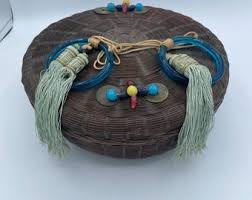 Antique Large Round Chinese Sewing Basket - Etsy