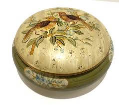 Lidded Porcelain Bowl Handpainted Birds Flowers Floral ...