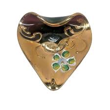 Murano Art Glass Heart Ash Tray Trinket Dish Blue Purple ...