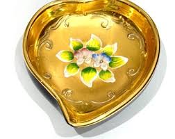 Venetian Murano Glass Dish With Hand Painted White Flower 24 ...