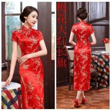 Traditional Chinese Women's Silk Satin Long Dress ...