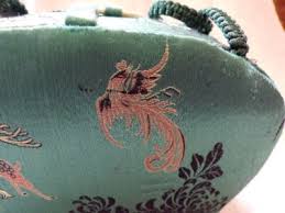 Vintage Pill Bottle Purse Blue Green Satin Eastern Asian ...