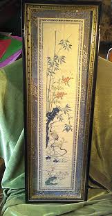 Antique Chinese Silk Embroidery Wall Hanging Tapestry Framed ...