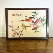 Vintage Silk and Hand Embroidery Designed Framed Artwork ...