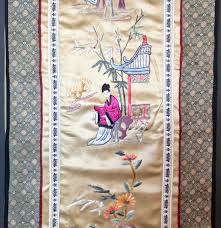 Chinese Silk Panel Tapestry With Lady and Landscape, Vintage Silk Embroidery Wall Hanging Art, Table Centerpiece Hand Embroidered, Asian Art - Etsy Australia