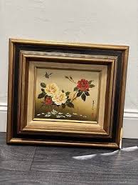Vintage Original Framed And Signed Asian Floral And ...