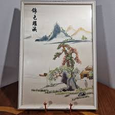 Vintage Mountain Scene Chinese Silk Embroidery Picture Framed and Glazed - Etsy