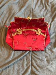 Oriental Red & Gold Butterfly Silk Blend Dress Purse | eBay