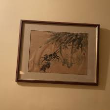 Vintage Frame Glass Chinese Bird & Flowers Watercolor Painting Signed Sz 26X20” | eBay