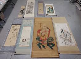 Sold at Auction: COLLECTION VINTAGE CHINESE SCROLL PAINTINGS