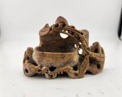 Vintage Carved Chinese Soapstone Tiny Vase With Small Pocket ...