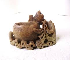 Older Vintage Chinoiserie Chinese Carved Soapstone Spill ...